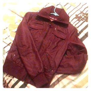 Maroon faux leather jacket